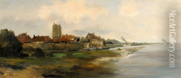 Uferlandschaft Mit Kirche Oil Painting - Willem George Frederik Jansen