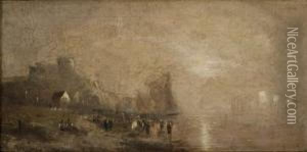 A Coastal Scene Oil Painting - William Eddowes Turner