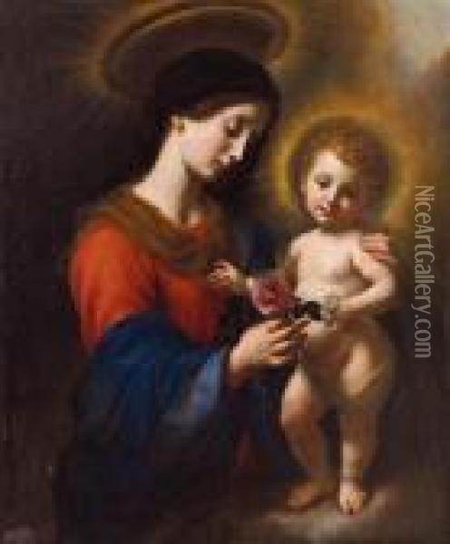 Madonna Con Bambino (madonna Della Rosa) Oil Painting - Carlo Dolci