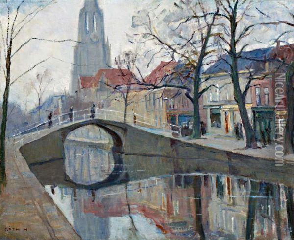 Oudegracht Te Delft Oil Painting - Maurice Goth