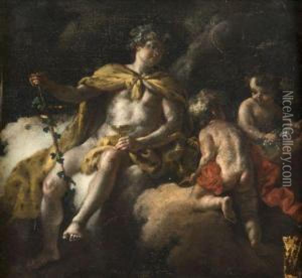 Bacchus Entoure De Putti Oil Painting - Michele Antonio Rapous