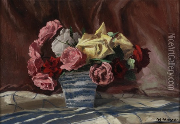 Rosenstraus In Vase Oil Painting - Karl Hayd
