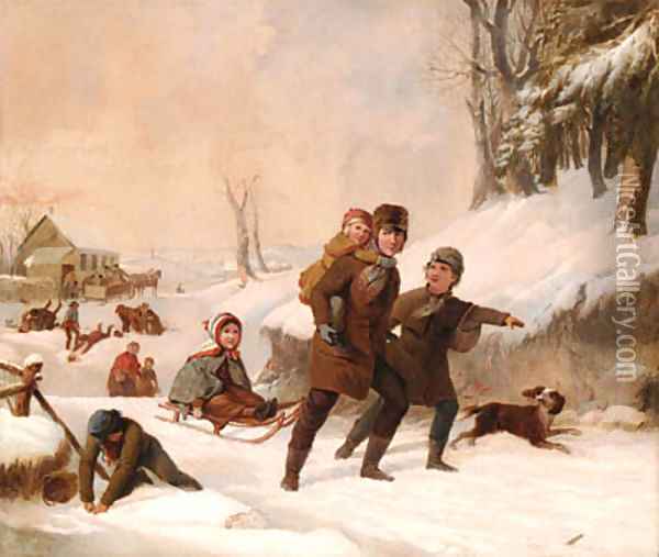 Playing in the Snow Oil Painting - Tompkins Harrison Matteson