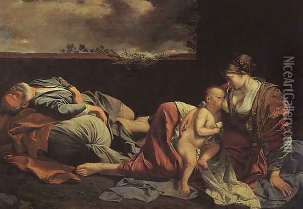 Rest on the Flight into Egypt 1628 Oil Painting - Orazio Gentileschi