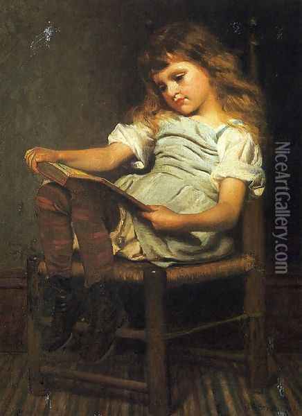 First Reader Oil Painting - John George Brown