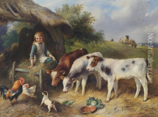 Farmyard Friends Oil Painting - Walter Hunt