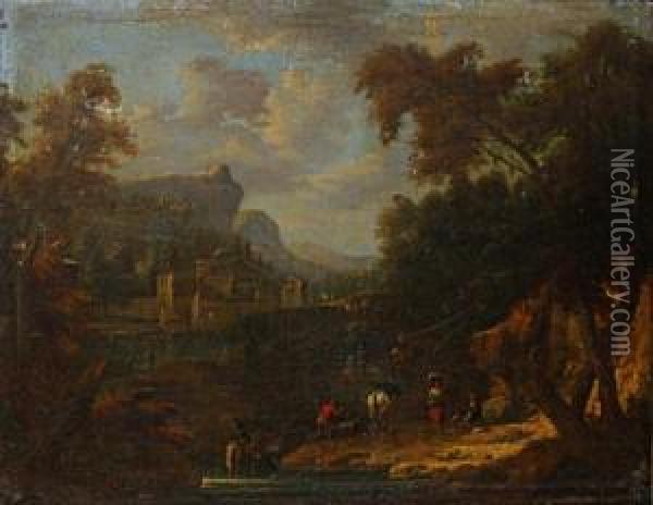 An Italianate Landscape Oil Painting - Balthasar Nebot