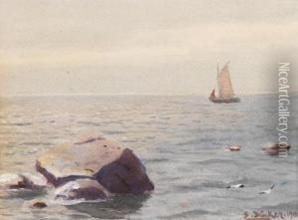 Segelboot Vor Derkuste Oil Painting - Eugene Gustav Ducker