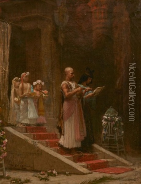 Procession Dans L'ancienne Egypte Oil Painting - Frederick Arthur Bridgman