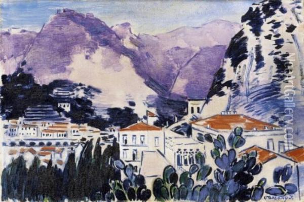 Mountains In Sicily Oil Painting - Janos Vaszary