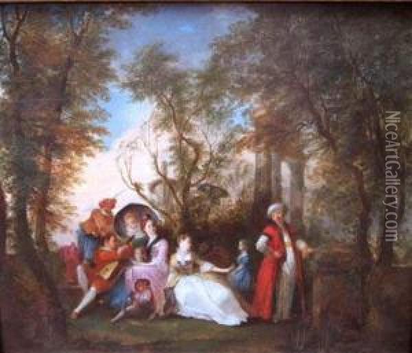 Panel Oil Painting - Jan-Baptiste Vanmour