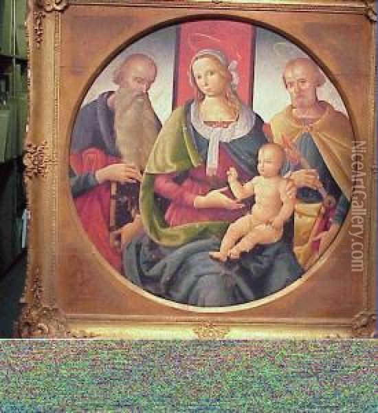 Madonna And Child With Saint Peter And St. Paul Oil Painting - Pietro Perugino