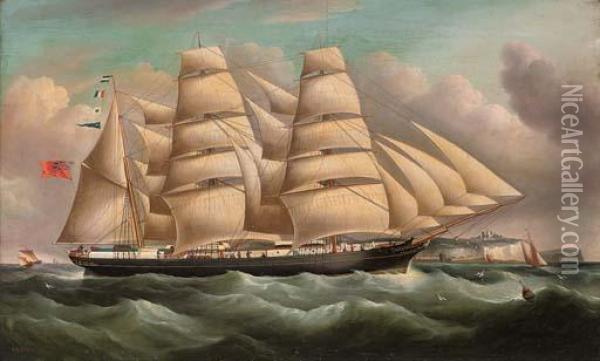 The Three-masted Barque Oil Painting - Richard Barnett Spencer