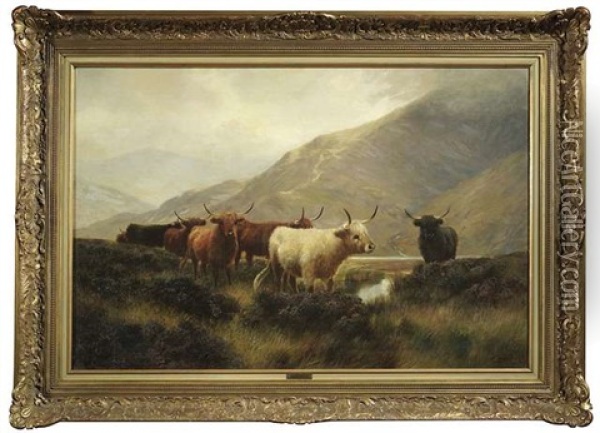 Rinderherde Im Schottischen Hochland Oil Painting - Frederick Hall