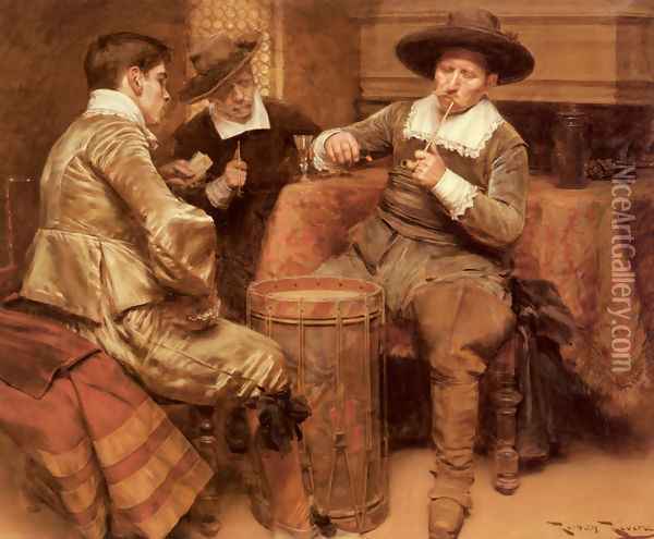 Partida De Cartas Oil Painting - Roman Ribera