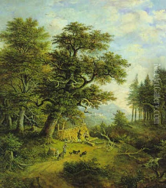 Bewaldete Landschaft Oil Painting - Johann Jakob Dorner the Younger