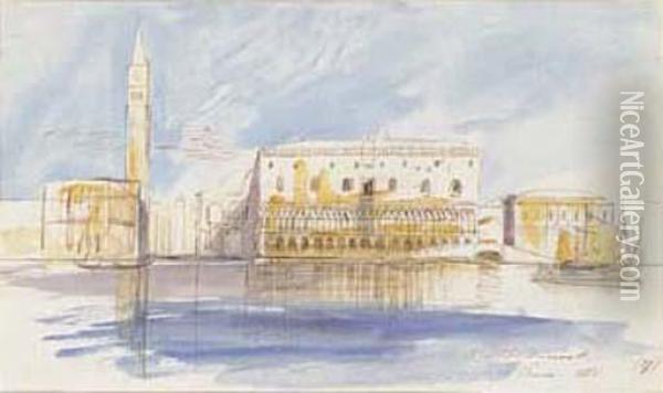 The Doge's Palace, Venice Oil Painting - Edward Lear