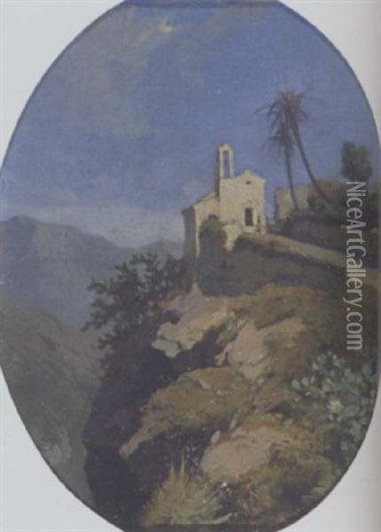 Sudliche Landschaft Mit Kapelle Oil Painting - Barthelemy Menn