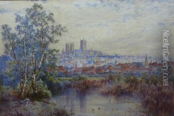 Lincoln Cathedral Oil Painting - Robert Farren