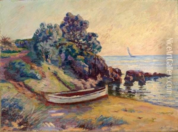 Barque A Agay Oil Painting - Armand Guillaumin