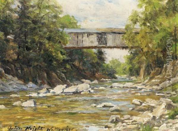 Covered Bridge - Wallingford, Connecticut Oil Painting - Louis Aston Knight