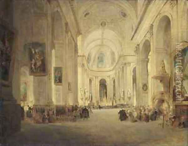 Interior of St Sulpice Paris Oil Painting - John Scarlett Davis