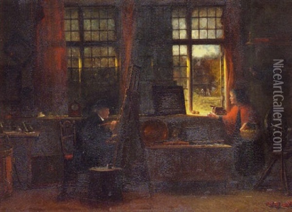 The Artist's Studio Oil Painting - Frederick Daniel Hardy