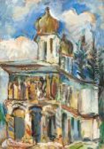 Church From Campulung-muscel Oil Painting - Elena Popea