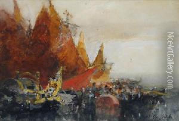 Barche A Venezia Oil Painting - Clara Montalba