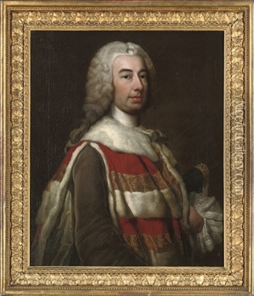 Portrait Of Robert Knight, Baron Luxborough Oil Painting - George Knapton