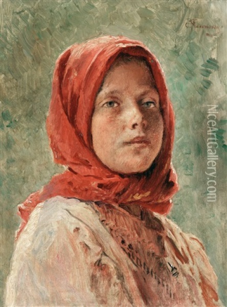 Peasant Girl Oil Painting - Konstantin Egorovich Makovsky