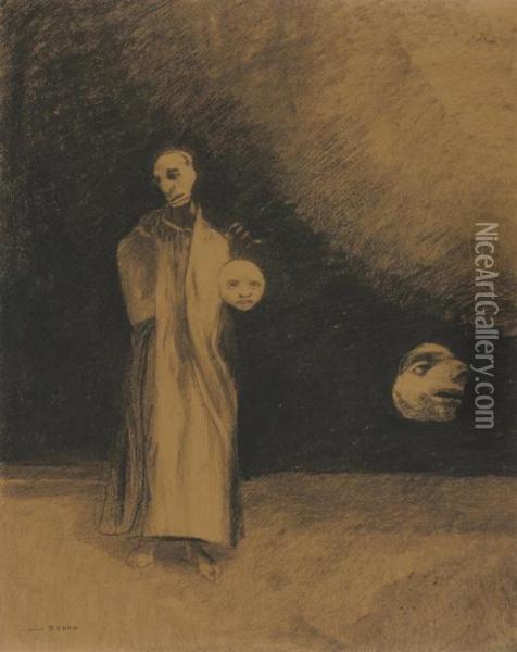 Le Cauchemar (les Trois Masques; Vision; Origines) Oil Painting - Odilon Redon