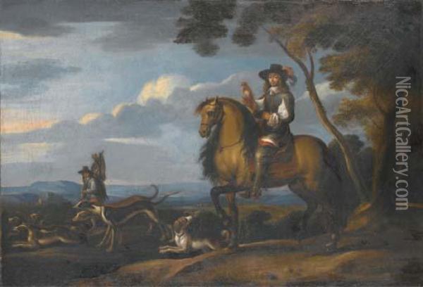 Chasse Au Faucon Oil Painting - D'Adam-Franz Van Der Meulen
