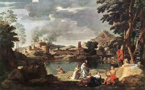 Landscape with Orpheus and Euridice 1648 Oil Painting - Nicolas Poussin