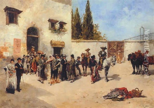 Bullfighters Preparing For The Fight Oil Painting - Vicente Garcia de Paredes
