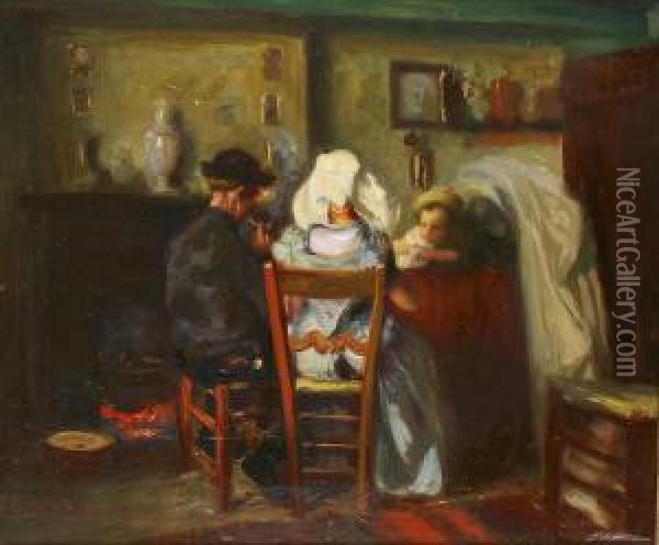 Le Repas De Famille Oil Painting - Max Silbert