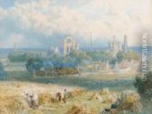 Edinburgh From The Forth Oil Painting - Myles Birket Foster
