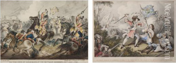 Two Battle Scenes Oil Painting - William Heath
