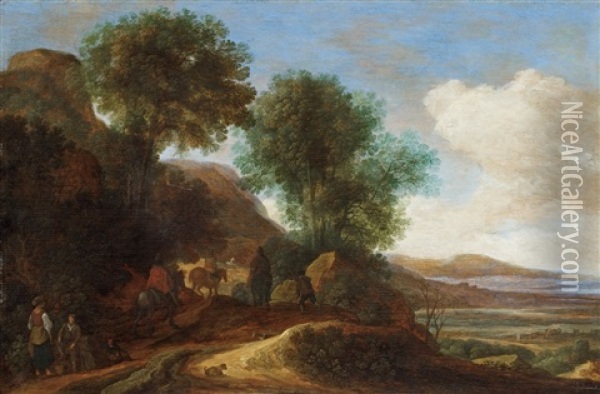 Wooded Landscape With Travellers Oil Painting - Pieter De Molijn