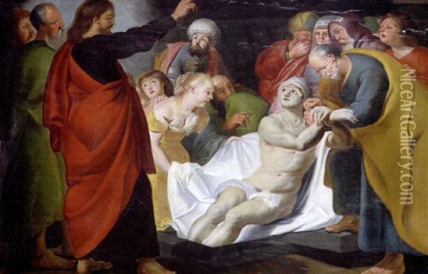 La Resurrection De Lazare Oil Painting - Willem van Herp the Elder