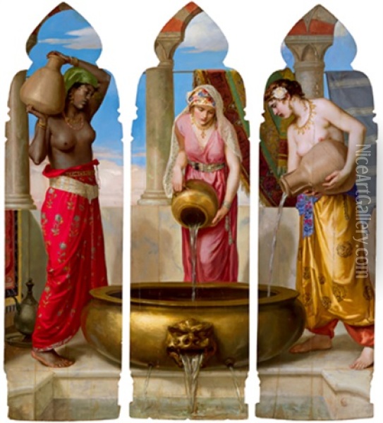 Die Wassertragerinnen (triptych) Oil Painting - Walter Crane