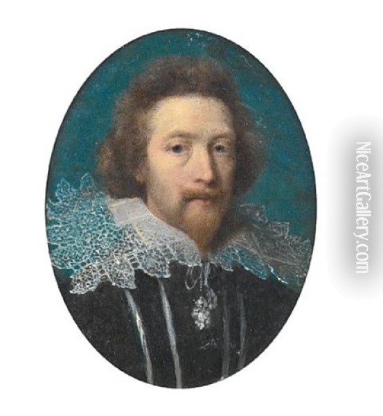 Portrait Of A Bearded Man In A Black Doublet With A White Lace Collar Oil Painting - Frans Pourbus the younger