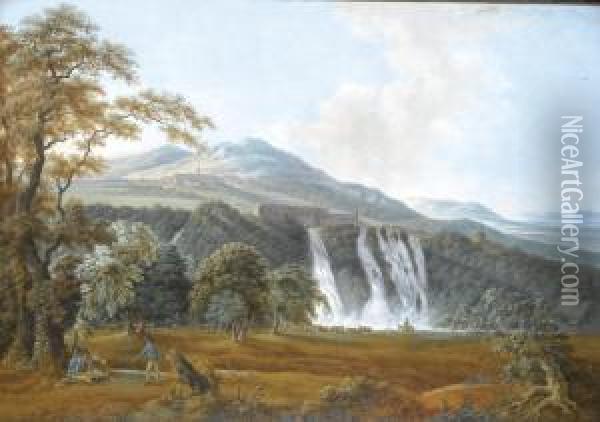 Three Landscape Views Oil Painting - Johann Albrecht Friedrich Rauscher