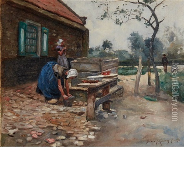 Washday In Walcheren Oil Painting - Bernard Marie Koldewey