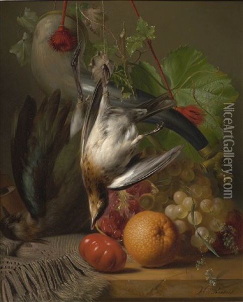 A Hunting Still Life Oil Painting - Hendrik Reekers