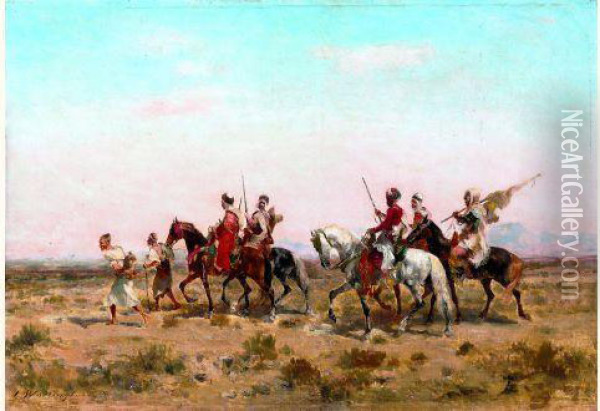 Les Cavaliers Arabes Oil Painting - Georges Washington