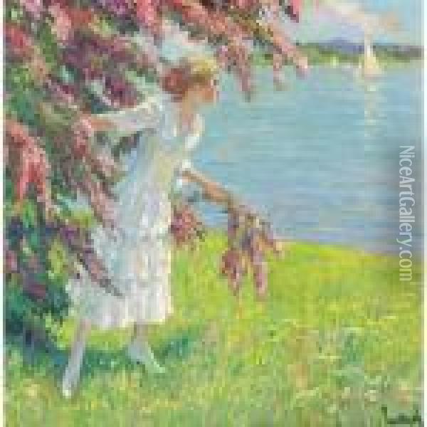 At The Lake Oil Painting - Edward Alfred Cucuel