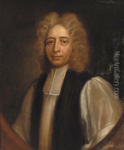 Portrait Of Richard Smalbroke, Bishop Of St. David's, In Cleric's Robes Oil Painting - Thomas Murray