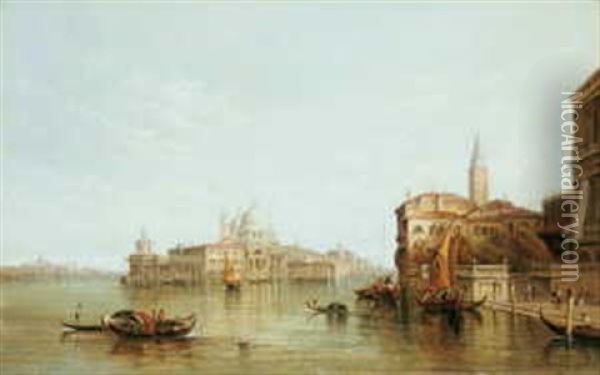 In Venedig. Blick Auf Il Redentore Und Sta. Maria Della Salute Oil Painting - Alfred Pollentine