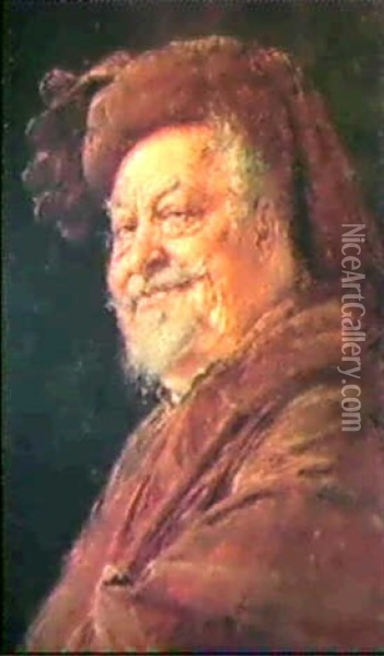 Brustbild Des Sir John Falstaff Im Halbprofil Oil Painting - Eduard von Gruetzner